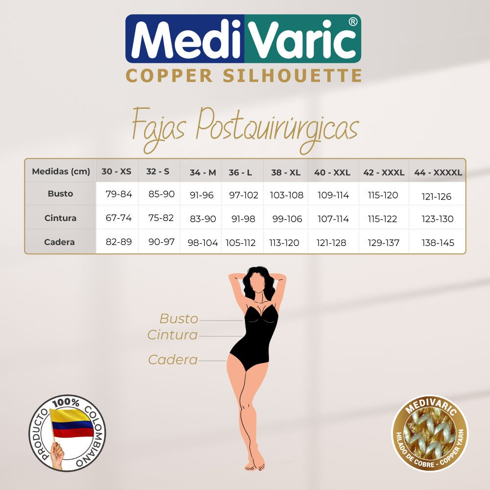 Faja postquirúrgica strapless con hilado de cobre
