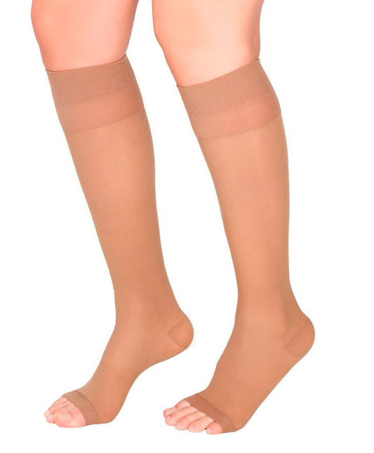 Medias de Compresión Baja – Rodilla Dedos Libres Transparente ref: 1119
