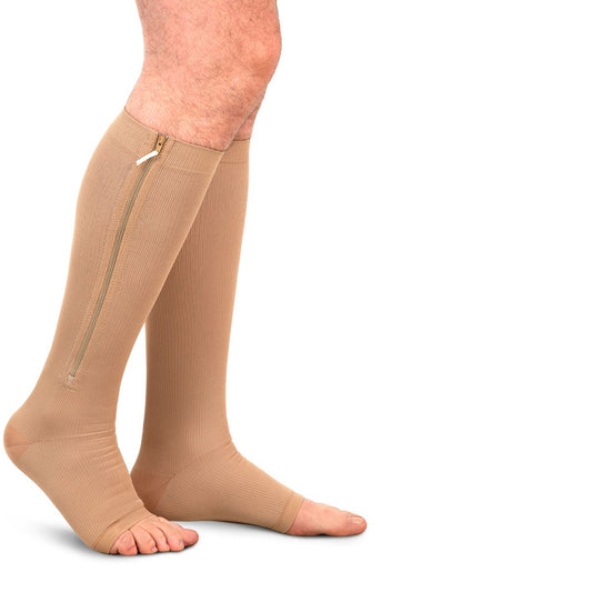 Medias de Compresión Mediana – Unisex Rodilla Dedos Libres Con Cierre ref: 4313