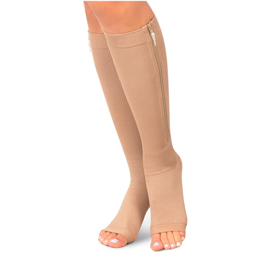 Medias de Compresión Mediana – Unisex Rodilla Dedos Libres Con Cierre ref: 4313
