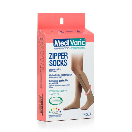 Medias de Compresión Mediana – Unisex Rodilla Dedos Libres Con Cierre ref: 4313
