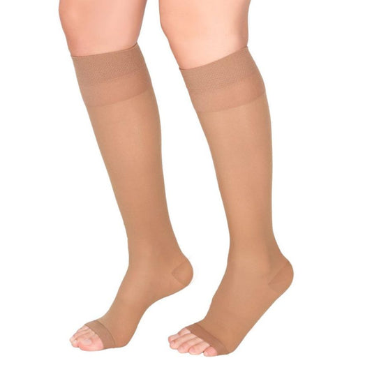 Medias de Compresión Mediana – Rodilla Dedos Libres ref: 1129