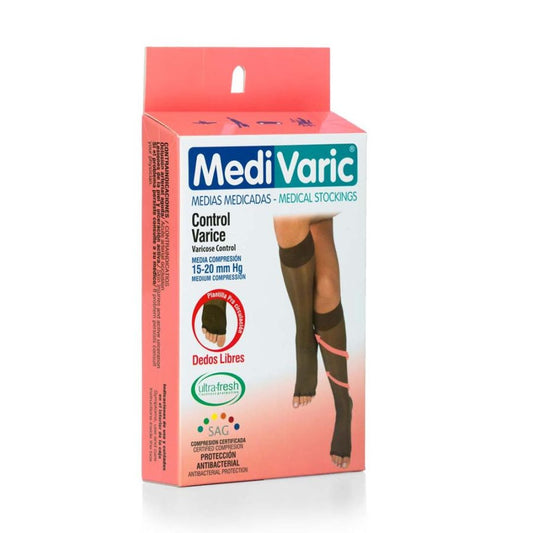 Medias de Compresión Mediana – Rodilla Dedos Libres ref: 1129
